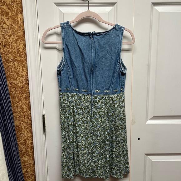 90s Denim and Floral Mini Dress - Picture 2 of 4